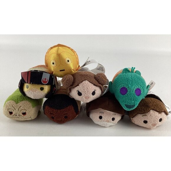 Disney Store Tsum Tsums Star Wars 3" Plush Stuffed Toy 8pc Lot C3PO Jabba Hutt - Picture 1 of 7